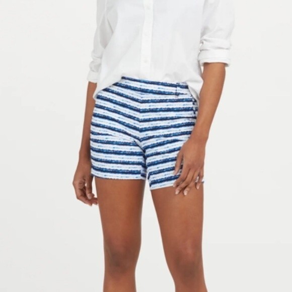 NWT SPANX Sunshine Shorts 6” Blue Painted Stripe Large - Picture 1 of 8